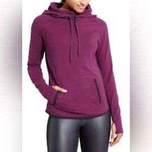 Athleta Womens Small Purple Pullover Hoodie Sweatshirt Thumb Holes Pocket